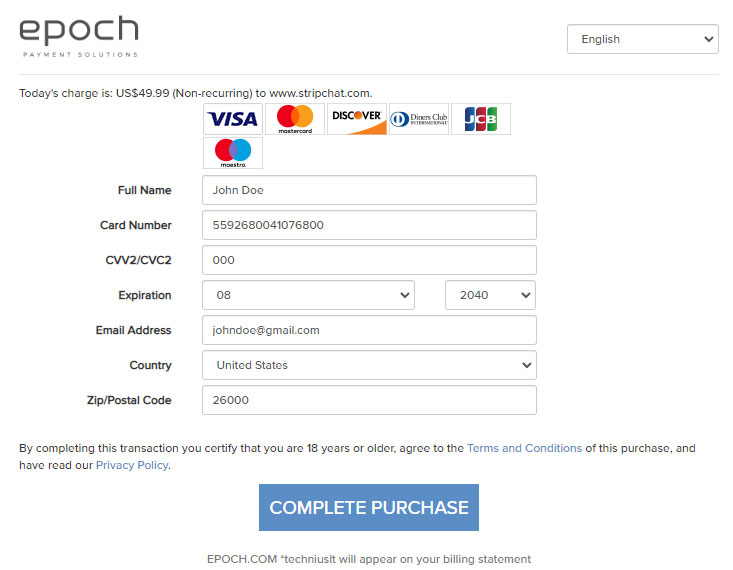 StripChat Epoh billing