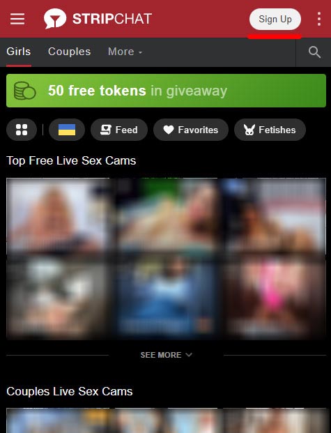 StripChat registration on mobile