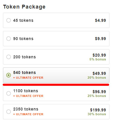 StripChat token package